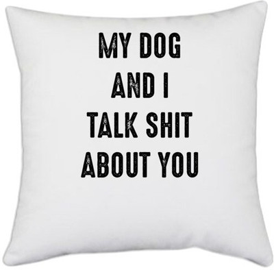 UDNAG Text Print Cushions & Pillows Cover(40.5 cm*40.5 cm, White)