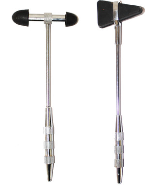 Fidelis Healthcare Chrome Plated Neurological Reflex Knee Hammerand Circular Hammer, Queen Square Pattern Medical Hammer