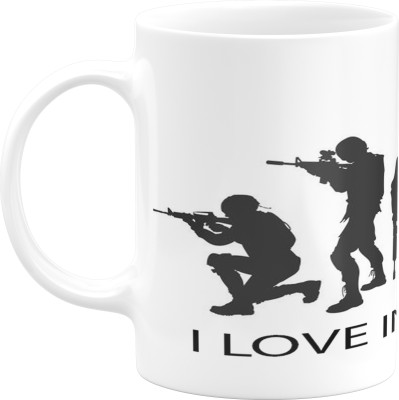 PrintingZone Satyamev Jayate Indian Army Pattern Coffee For Men Boys Brother Bhai Army Man Advocate Police Home Kitchen Milk Tea Drinking Tea Cup Microwave Safe (F) Ceramic Coffee Mug(350 ml)