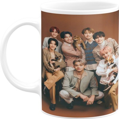 PrintingZone BTS Cup Signature BTS Bangtan Boys Hd Printed Microwave Safe Music Band V Suga J-Hope Jungkook Jin Jimin Rm BTS Signature Army Best Gift for Boys Girl BTS Lovers BTS Cup Tea Coffee Cup (b) Ceramic Coffee Mug(350 ml)