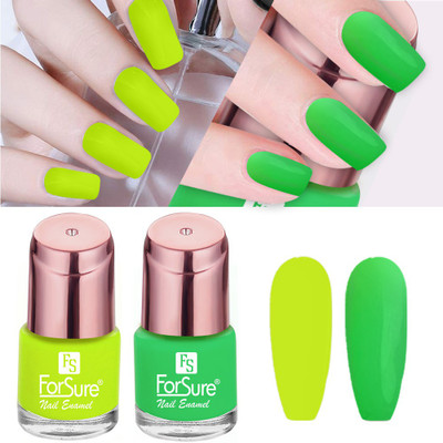 ForSure Glossy Finish Nail Polish With Quick Dry Formula Combo of 2 Neon Lime, Parrot Green(Pack of 2)
