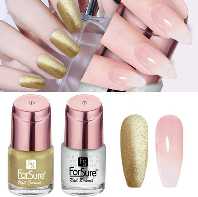 ForSure Glossy Finish Nail Polish With Quick Dry Formula Combo of 2 Transparent ,Sparkle Gold(Pack of 2)