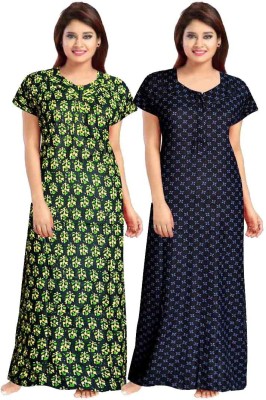 SUNJES Women Nighty Set(Green, Blue)