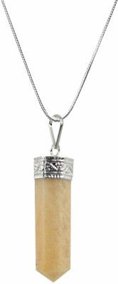 Shubh Sanket Vastu Natural Healing Peach Moonstone Pendant Pencil Shape Crystal Stone Pendant Locket with Metal Chain Crystal Stone Pendant Crystal Stone Pendant