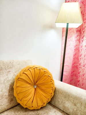 lala hathrasi Microfibre Solid Cushion Pack of 1(Mustard)