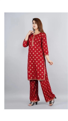 WISTA Printed Kurta, Palazzo & Dupatta Set
