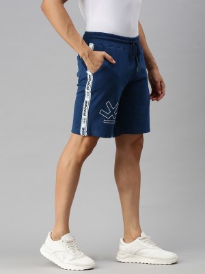 WROGN Printed Men Dark Blue Sports Shorts