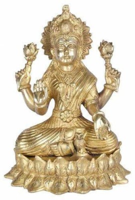 vrindavan shopi Astadhatu (8 Metals) Made Shri Maha Lakshmi Idol/Maha Lakshmi Brass Idol/Dhan Lakshmi Brass Idol/Laxmi MATA Brass Idol for Prosperity 600gms Decorative Showpiece  -  10 cm(Brass, Gold)