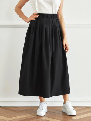 BECK Solid Women Flared Black Skirt