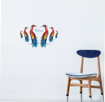 Varadvinayak 45 cm Peacock Welcome Self Adhesive Sticker(Pack of 1)