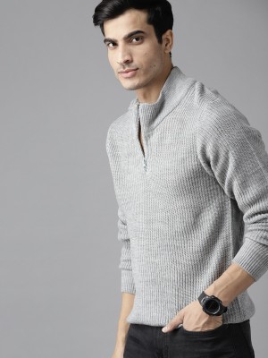 Roadster Woven Casual Men Grey Sweater