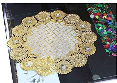 CHANDER Round Pack of 4 Table Placemat(Gold, PVC)