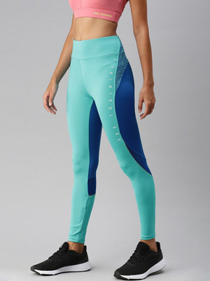 HRX by Hrithik Roshan Color Block Women Blue Tights