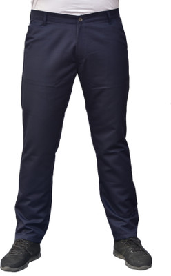 SYLZON Slim Fit Men Dark Blue Trousers
