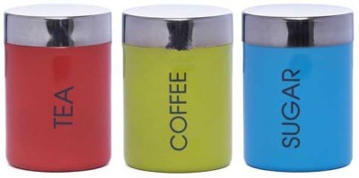 Dynore Steel Tea Coffee & Sugar Container  - 750 ml(Pack of 3, Red, Blue, Yellow)