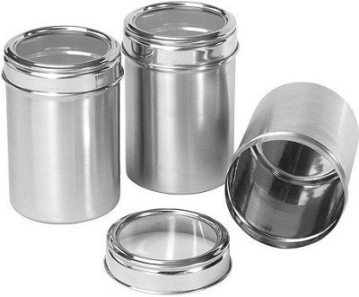 Dynore Steel Grocery Container  - 1.5 L(Pack of 3, Silver)