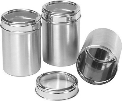 Dynore Steel Grocery Container  - 0.75 ml(Pack of 3, Silver)