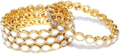 The Yellow Queen Brass Pearl Gold-plated Bangle(Pack of 4)