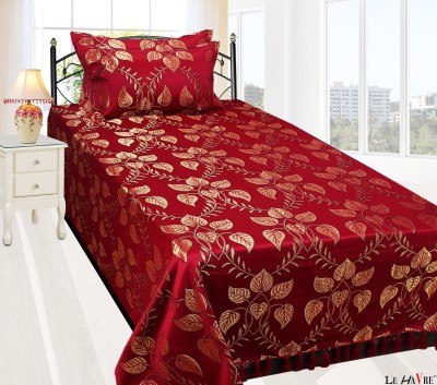 LE HAVRE 600 TC Polycotton Single Floral Flat Bedsheet(Pack of 1, Burgundy)