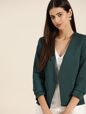 INVICTUS Solid Single Breasted Casual Women Blazer(Green)