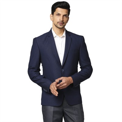 PARK AVENUE Solid Single Breasted Formal Men Blazer(Blue)