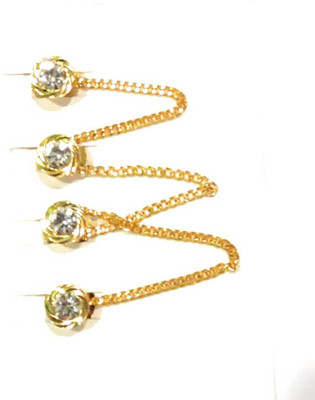 HBS Golden Kurta Button with single white Stone Studded_ (Set of 4pcs) Metal Buttons(Pack of 1)