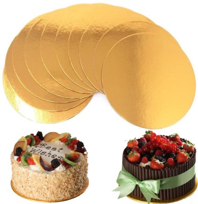 Yumun Round Plain Cake Board (Gold, Pack of 10) Paper Cake Server(Gold, Pack of 10)