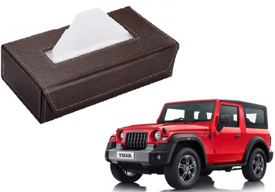 AuTO ADDiCT Car Tissue Box Paper Tissue Holder Brown with 200 Sheets(100 Pulls) For Mahindra Thar Vehicle Tissue Dispenser(Maroon)