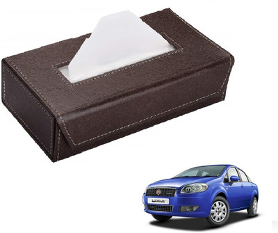 AuTO ADDiCT Car Tissue Box Paper Tissue Holder Brown with 200 Sheets(100 Pulls) For Fiat Linea Classic Vehicle Tissue Dispenser(Brown)