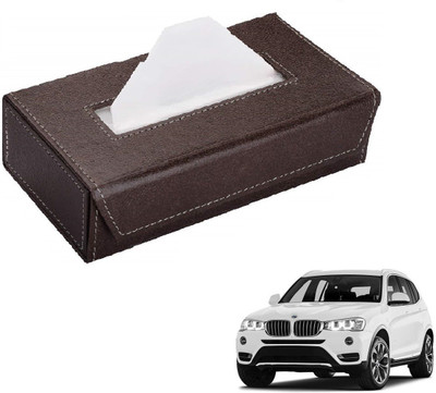 AuTO ADDiCT Car Tissue Box Paper Tissue Holder Brown with 200 Sheets(100 Pulls) For BMW X3 Vehicle Tissue Dispenser(Maroon)
