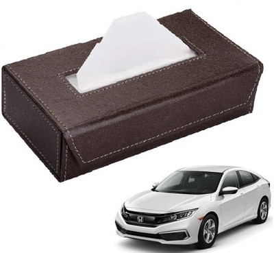 AuTO ADDiCT Car Tissue Box Paper Tissue Holder Brown with 200 Sheets(100 Pulls) For Honda Civic New 2019 Vehicle Tissue Dispenser(Maroon)