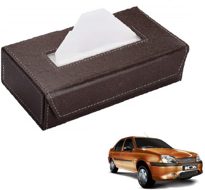 AuTO ADDiCT Car Tissue Box Paper Tissue Holder Brown with 200 Sheets(100 Pulls) For Ford Ikon Vehicle Tissue Dispenser(Brown)