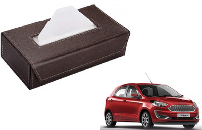 AuTO ADDiCT Car Tissue Box Paper Tissue Holder Brown with 200 Sheets(100 Pulls) For Ford Figo New (2015-Today) Vehicle Tissue Dispenser(Maroon)