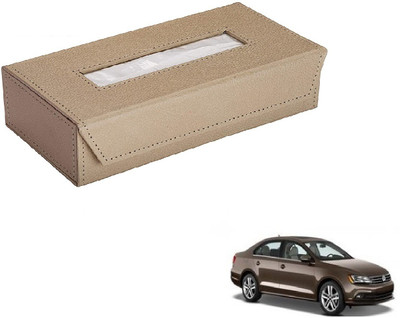 AuTO ADDiCT Car Tissue Box Paper Tissue Holder Beige with 200 Sheets(100 Pulls) For Volkswagen New Jetta Model (2015-Present) Vehicle Tissue Dispenser(Beige)
