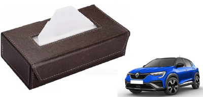 AuTO ADDiCT Car Tissue Box Paper Tissue Holder Brown with 200 Sheets(100 Pulls) For Renault Kiger Vehicle Tissue Dispenser(Brown)