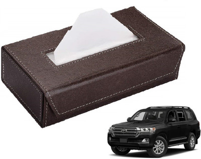 AuTO ADDiCT Car Tissue Box Paper Tissue Holder Brown with 200 Sheets(100 Pulls) For Toyota Land Cruiser Vehicle Tissue Dispenser(Maroon)