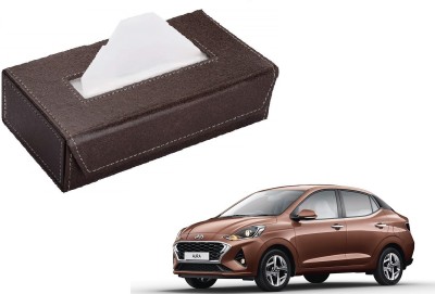 AuTO ADDiCT Car Tissue Box Paper Tissue Holder Brown with 200 Sheets(100 Pulls) For Hyundai Aura Vehicle Tissue Dispenser(Brown)