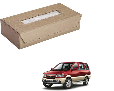 AuTO ADDiCT Car Tissue Box Paper Tissue Holder Beige with 200 Sheets(100 Pulls) For Chevrolet Tavera Vehicle Tissue Dispenser(Beige)