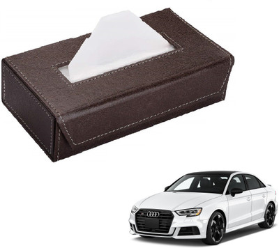 AuTO ADDiCT Car Tissue Box Paper Tissue Holder Brown with 200 Sheets(100 Pulls) For Audi A3 Vehicle Tissue Dispenser(Maroon)