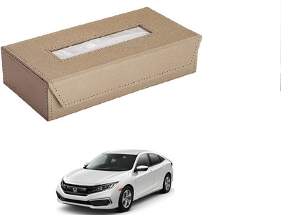 AuTO ADDiCT Car Tissue Box Paper Tissue Holder Beige with 200 Sheets(100 Pulls) For Honda Civic New 2019 Vehicle Tissue Dispenser(Beige)