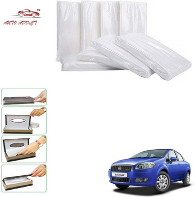 AuTO ADDiCT Car Tissue Box Refiller facial tissue (Pack of 10,100 pulls 2 ply,TISSUE REFILL ONLY) For Fiat Linea Classic Vehicle Tissue Dispenser(White)