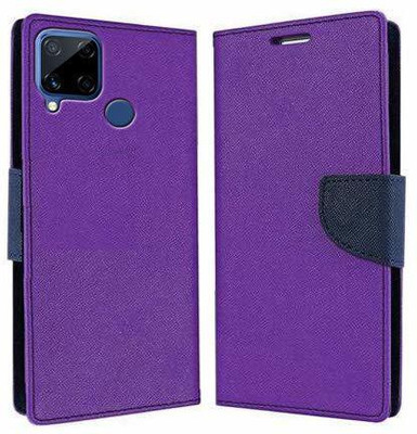 Mehsoos Flip Cover for Realme C15, Realme C15 Qualcomm Edition(Purple, Dual Protection, Pack of: 1)