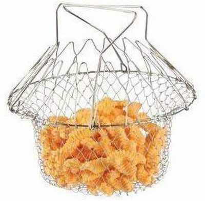 dreamexpo Boiling, Steam | Magic Basket Strainer Net Kitchen Cooking Tool for Frying Deep Frying Basket(Silver Pack of 1)