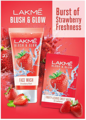 Lakmé Blush & Glow Strawberry Facewash 150 g & Sheet Mask (2 Items in the set)