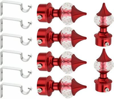 Ghazian Red Curtain Knobs, Rod Rail Bracket Metal(Pack of 6)