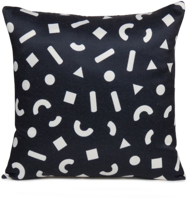 Riara Cotton Cushions Cover(40 cm*40 cm, Black, White)