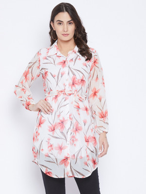 BITTERLIME Casual Printed Women White Top