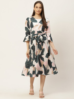 SLENOR Women A-line Multicolor Midi/Calf Length Dress