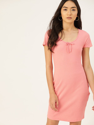 Dressberry Women Sheath Pink Above Knee/Mid Thigh Length Dress