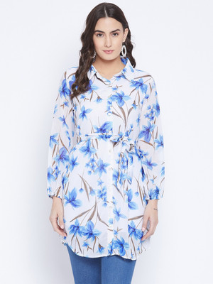BITTERLIME Casual Printed Women White Top